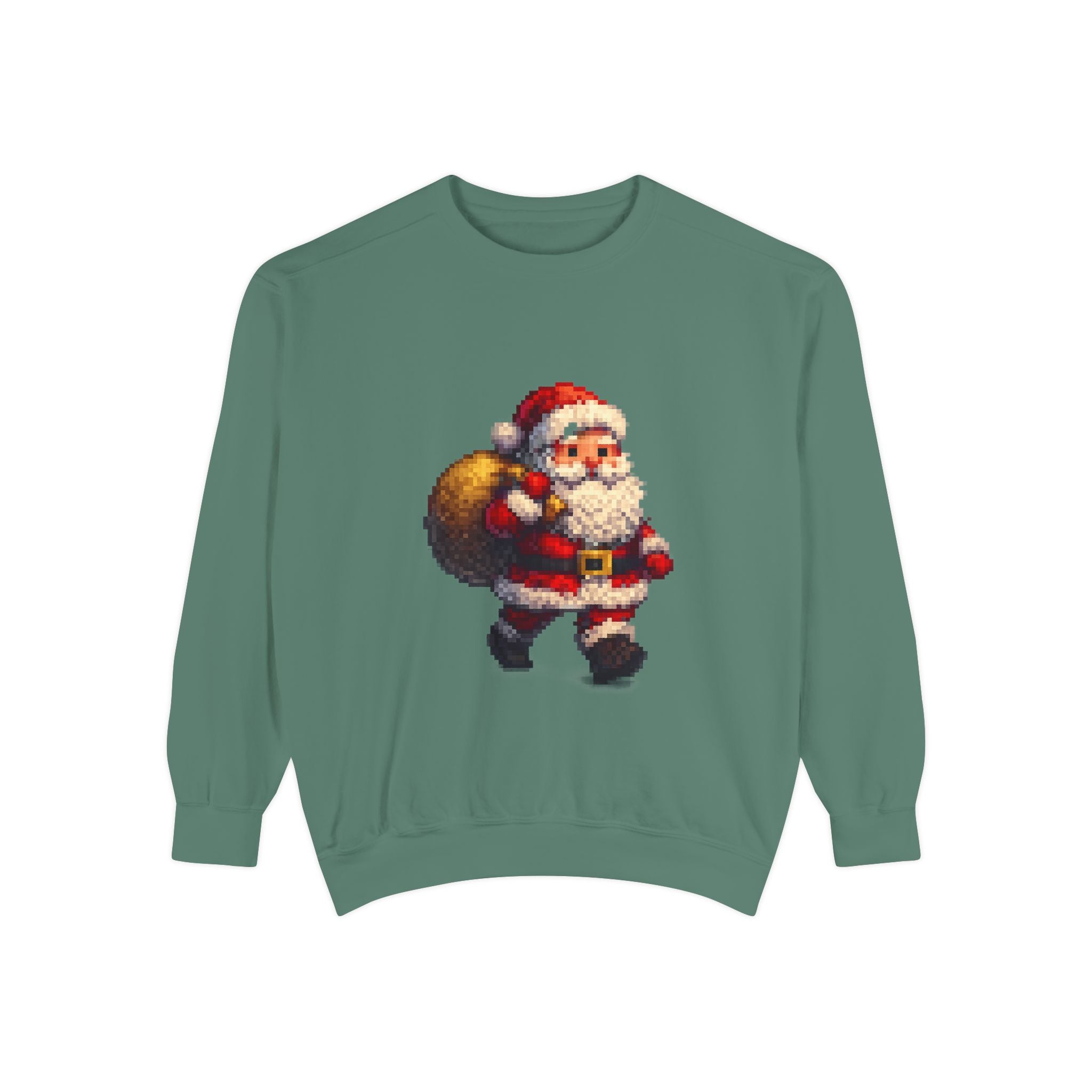 Vintage Pixel Santa Sweatshirt — Retro Christmas Holiday Crewneck