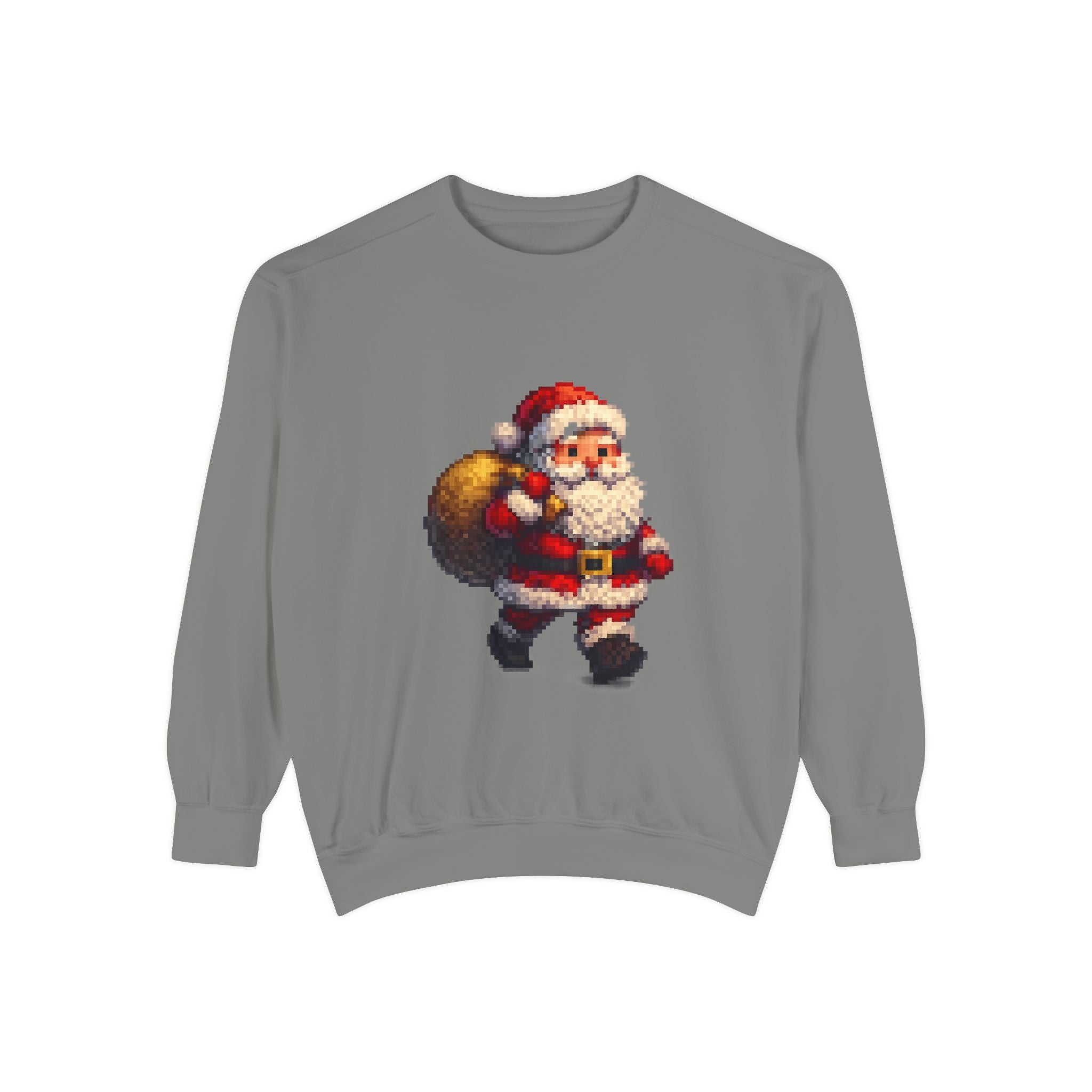 Vintage Pixel Santa Sweatshirt — Retro Christmas Holiday Crewneck