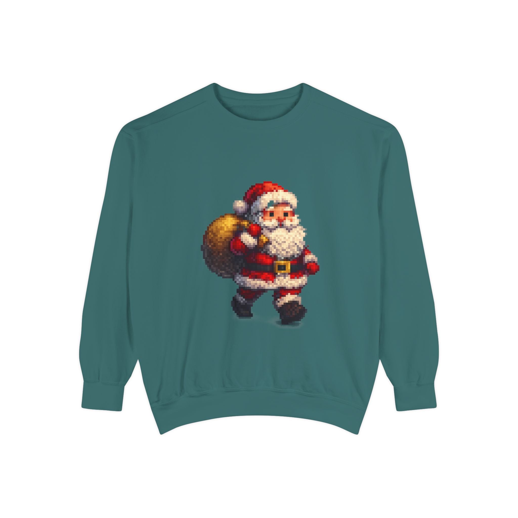 Vintage Pixel Santa Sweatshirt — Retro Christmas Holiday Crewneck