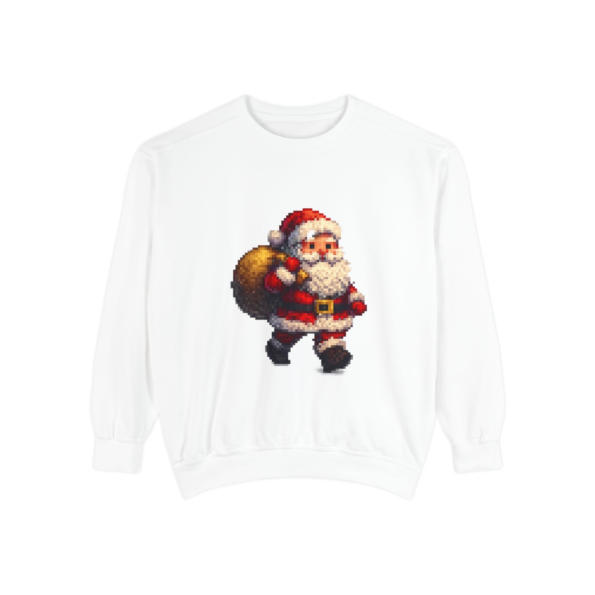 Vintage Pixel Santa Sweatshirt — Retro Christmas Holiday Crewneck