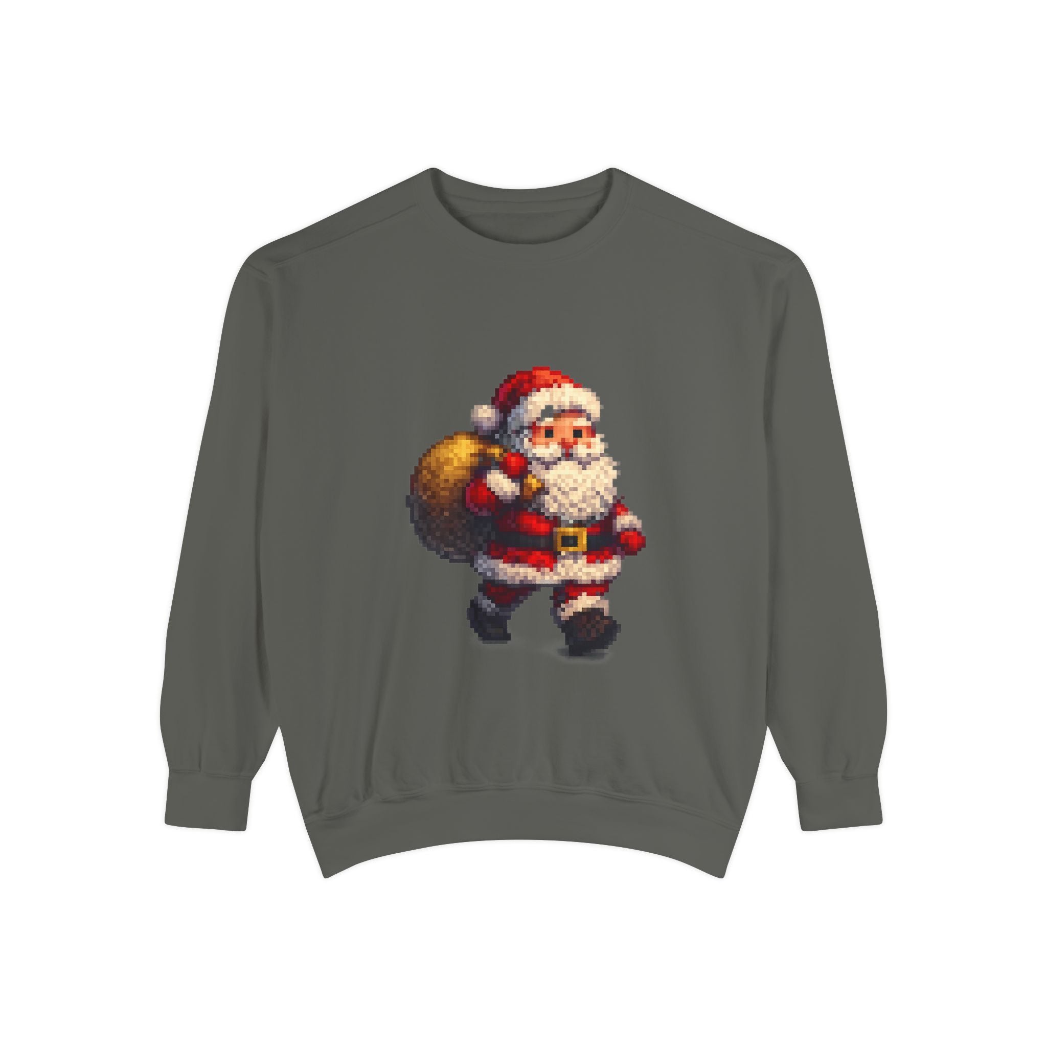 Vintage Pixel Santa Sweatshirt — Retro Christmas Holiday Crewneck