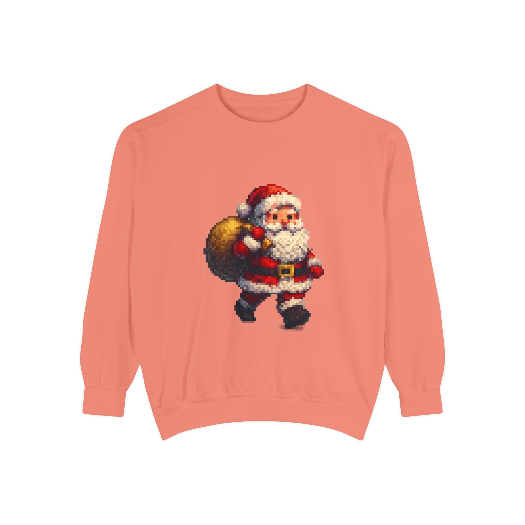 Vintage Pixel Santa Sweatshirt — Retro Christmas Holiday Crewneck