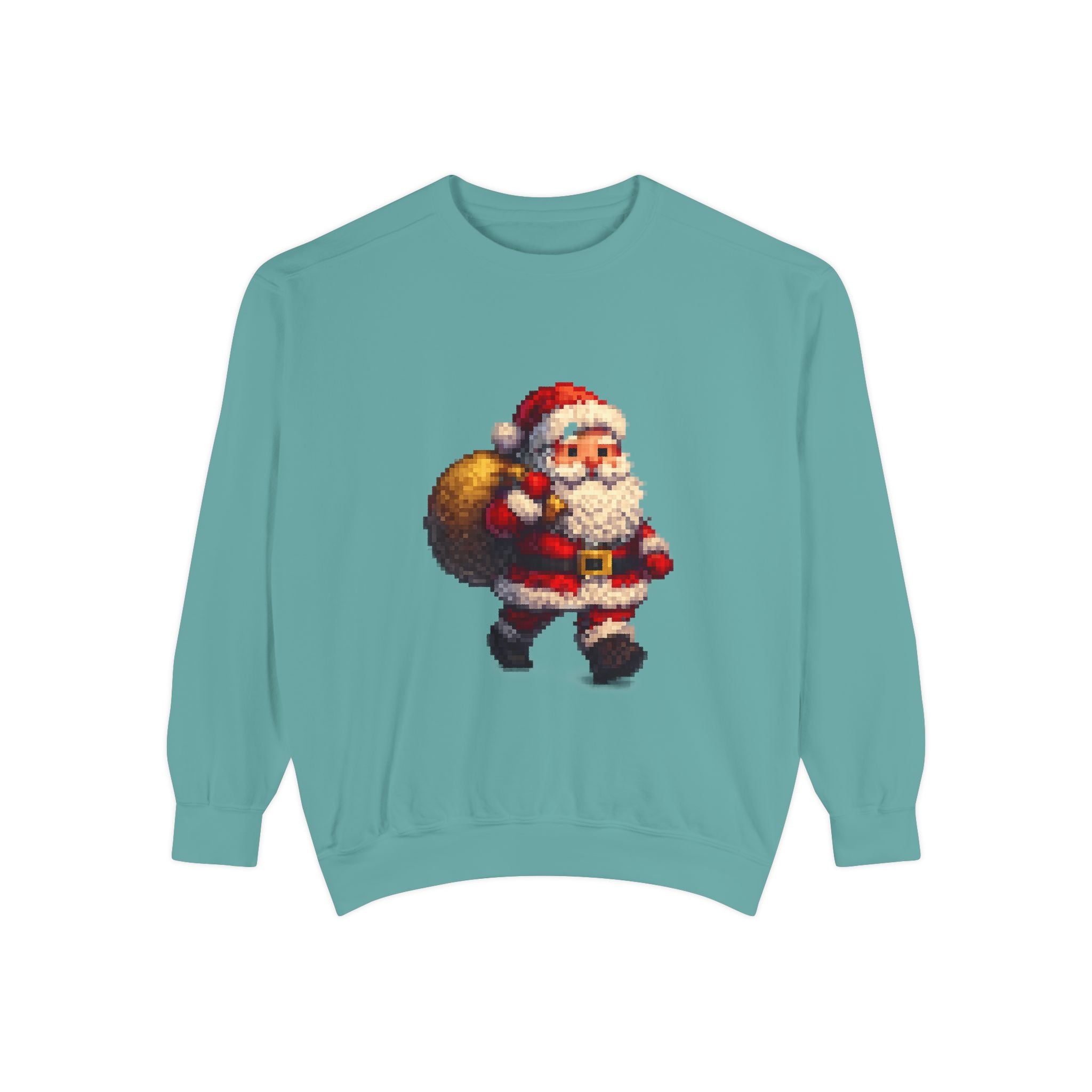 Vintage Pixel Santa Sweatshirt — Retro Christmas Holiday Crewneck