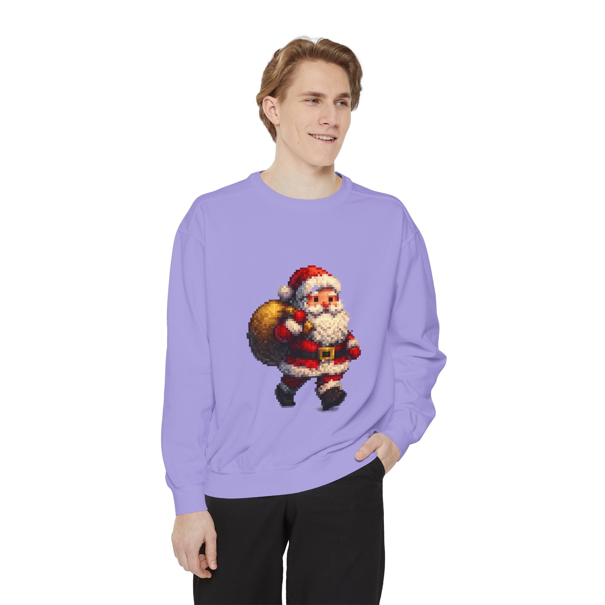 Vintage Pixel Santa Sweatshirt — Retro Christmas Holiday Crewneck