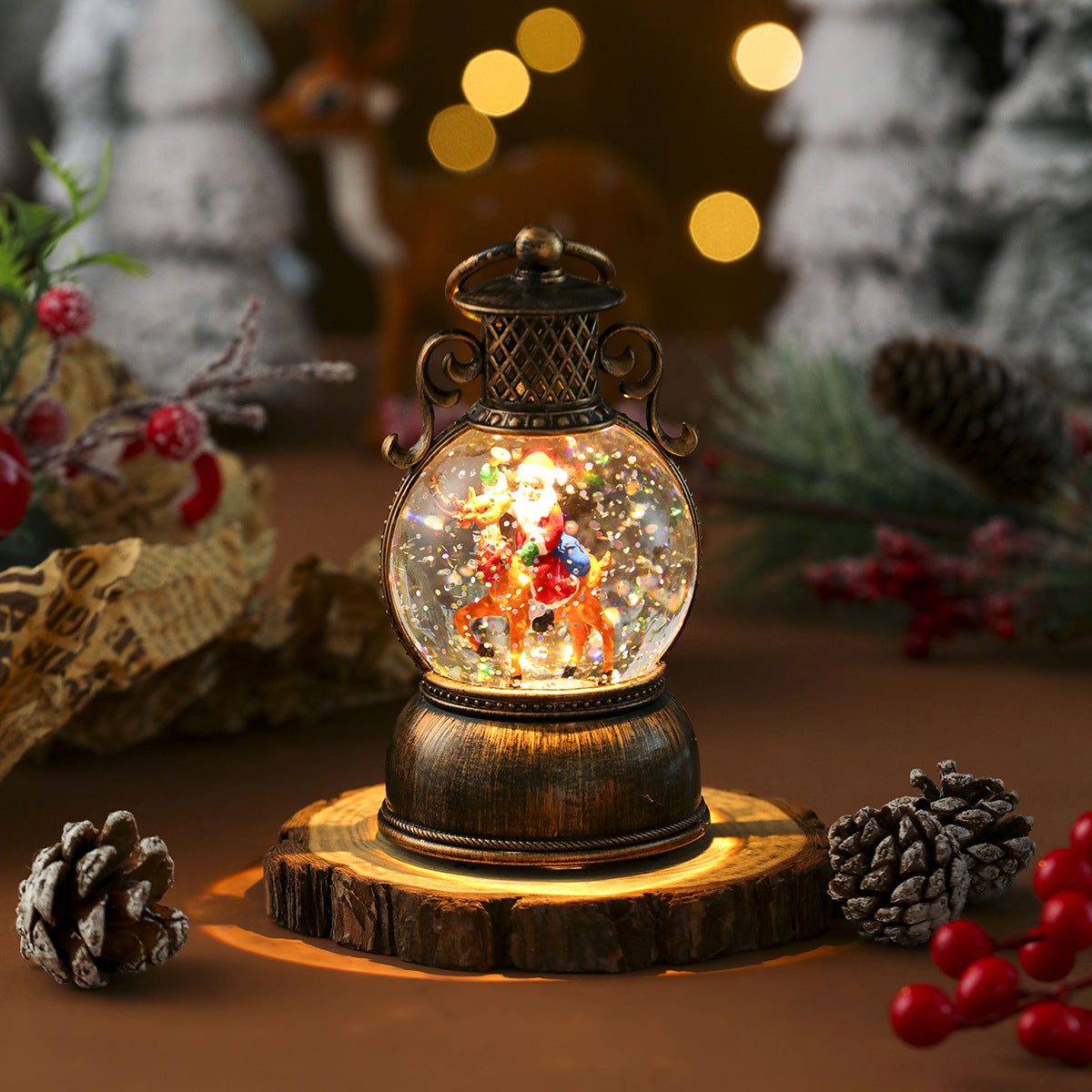 USB Music Snowflake Christmas Lantern | LED Light-Up Resin Ornament