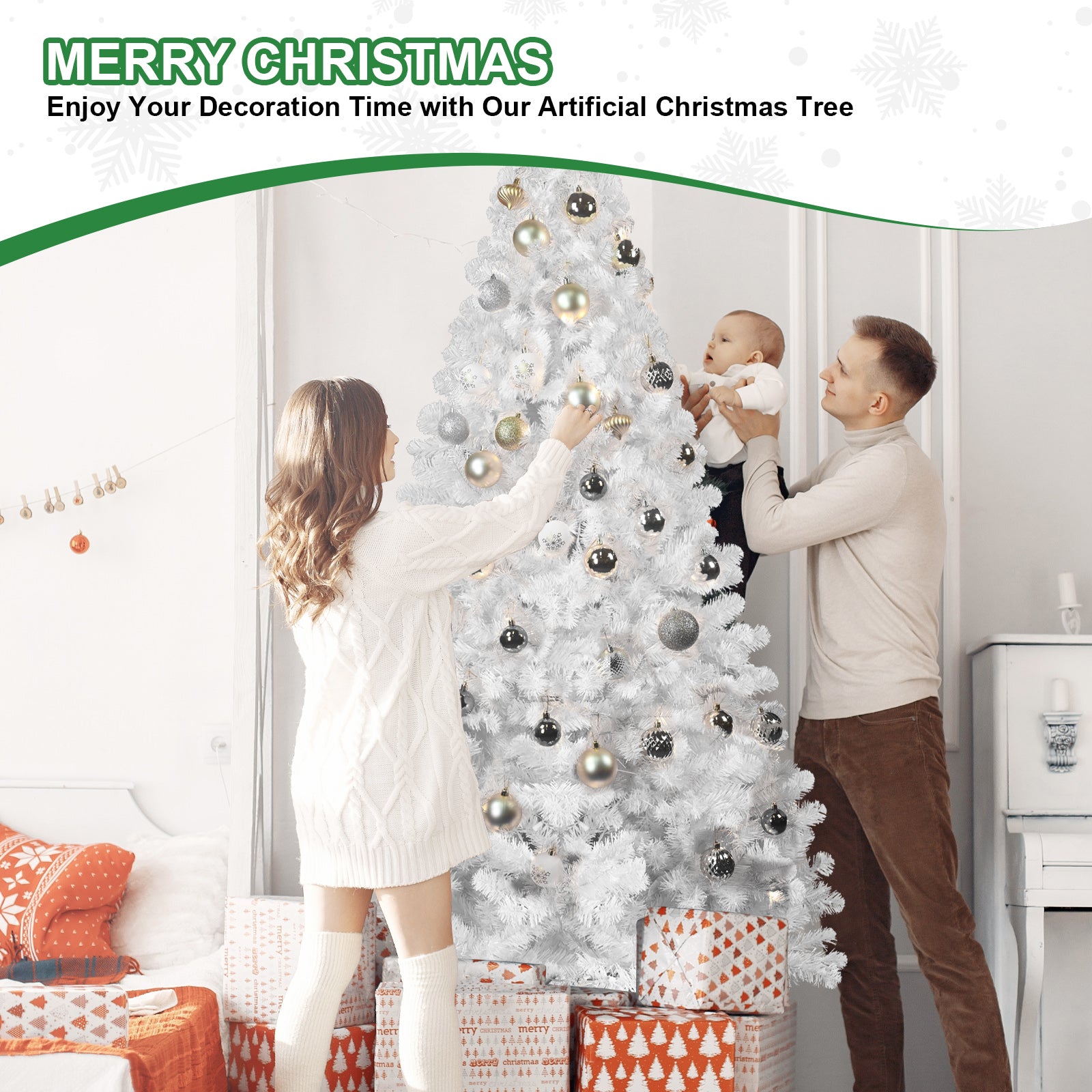 White PVC Artificial Christmas Tree | Festive Holiday Decoration