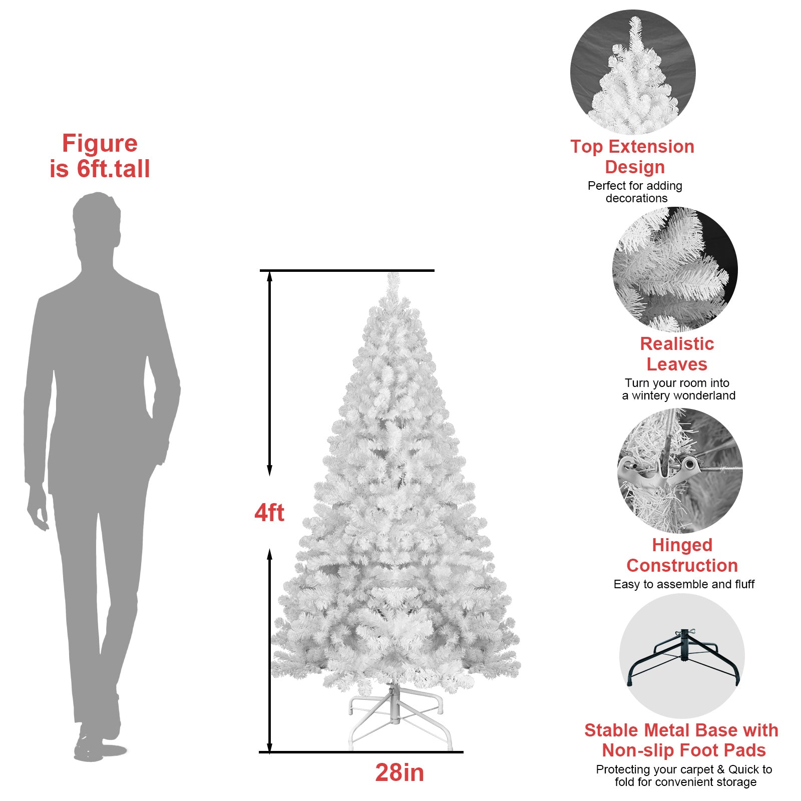 White PVC Artificial Christmas Tree | Festive Holiday Decoration