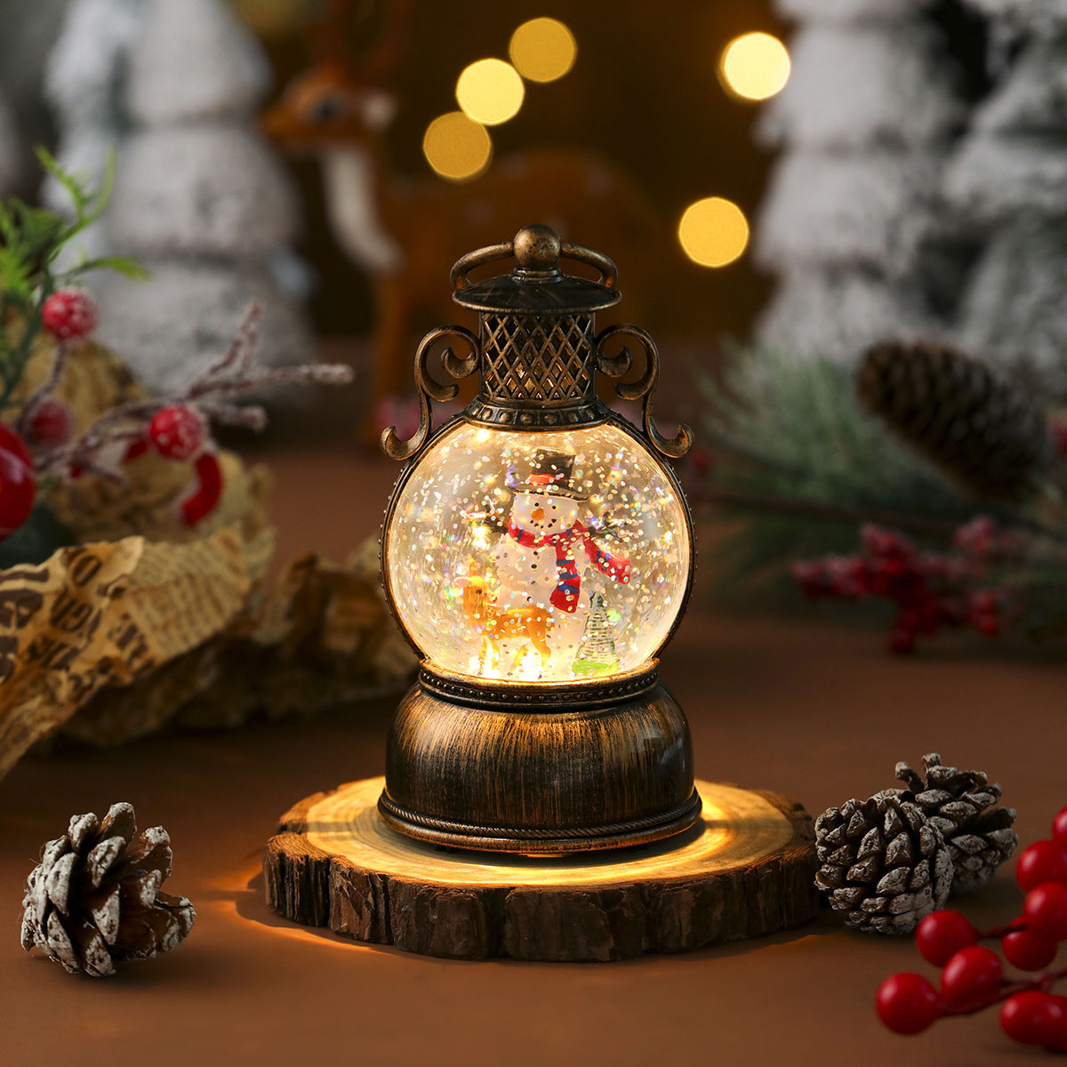 USB Music Snowflake Christmas Lantern | LED Light-Up Resin Ornament