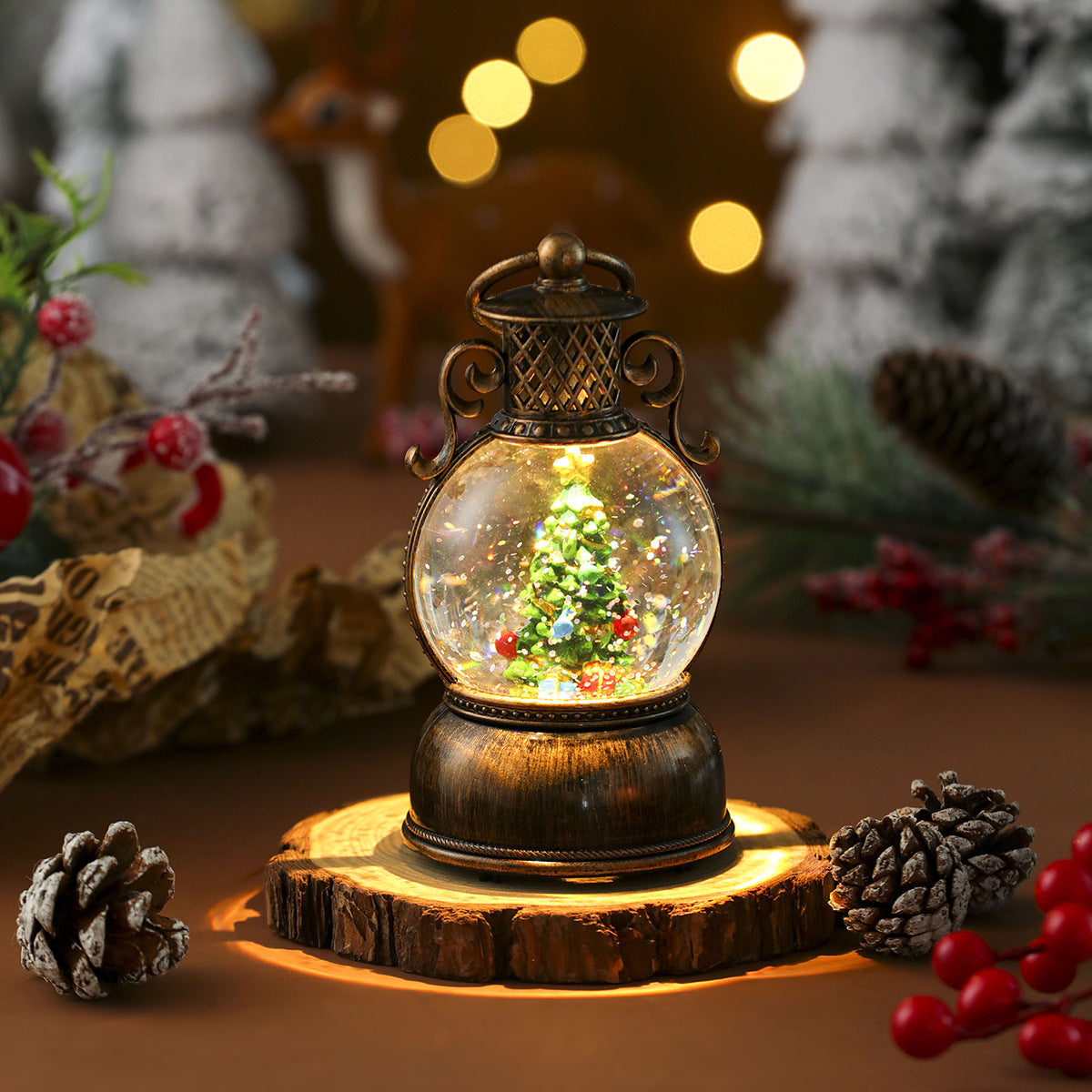 USB Music Snowflake Christmas Lantern | LED Light-Up Resin Ornament
